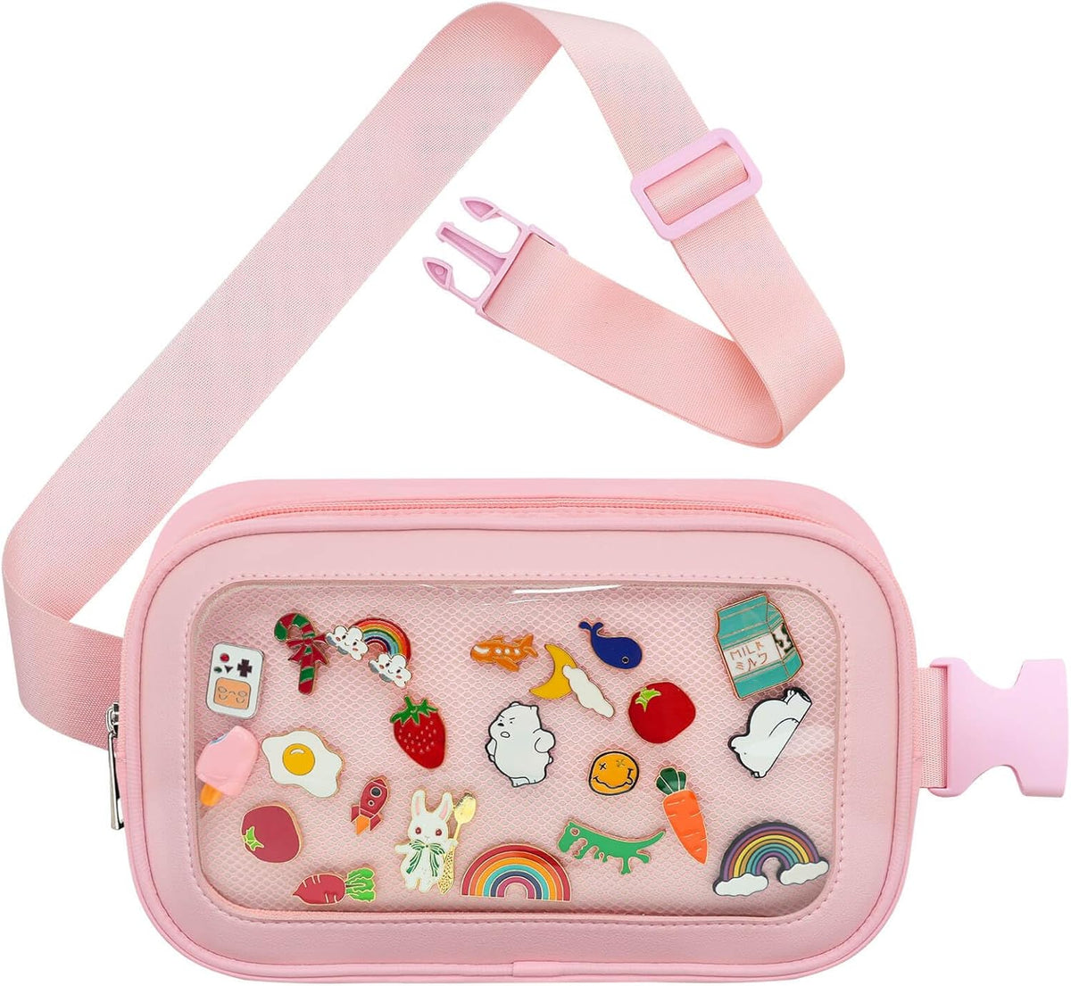 Pin Bag Fanny Pack, Ita Bag Storage Crossbody Belt Bags, Pink