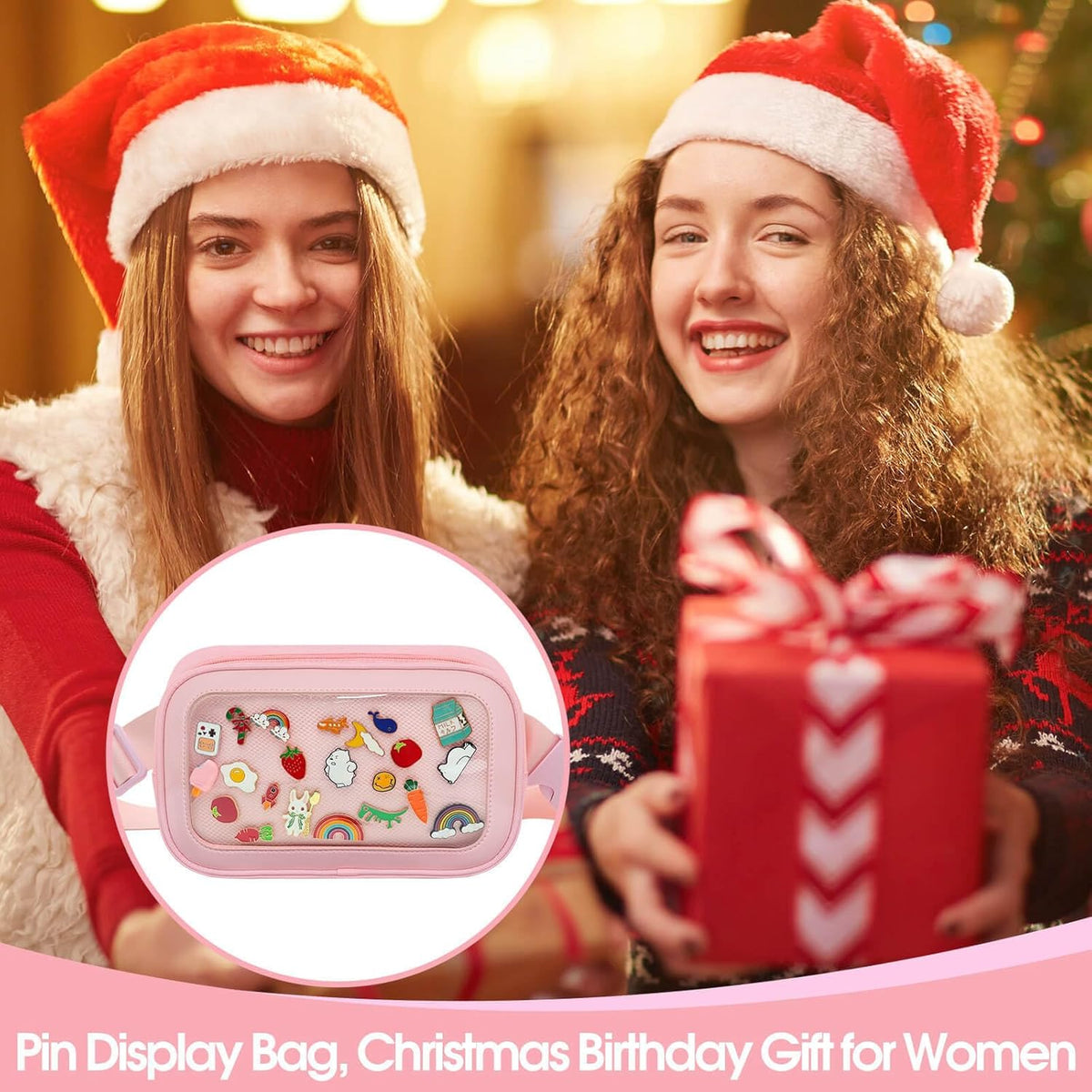 Pin Bag Fanny Pack, Ita Bag Storage Crossbody Belt Bags, Pink
