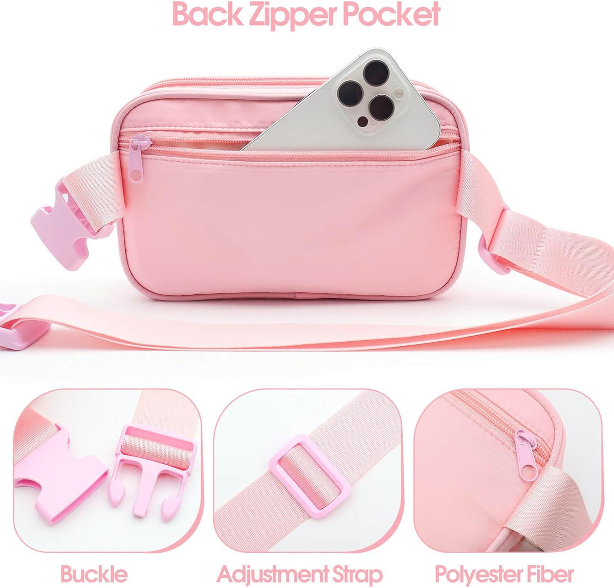 Pin Bag Fanny Pack, Ita Bag Storage Crossbody Belt Bags, Pink