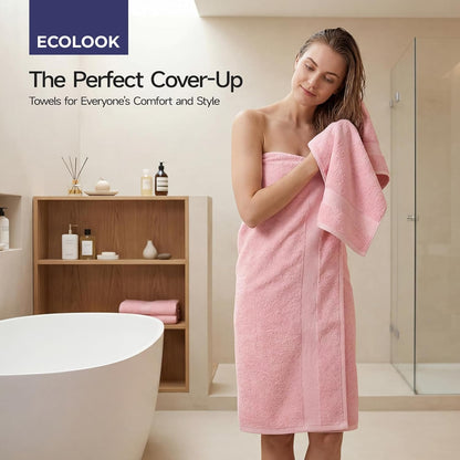 2 Pack 100% Cotton Bath Towels, 28 x 55 Inches, Soft