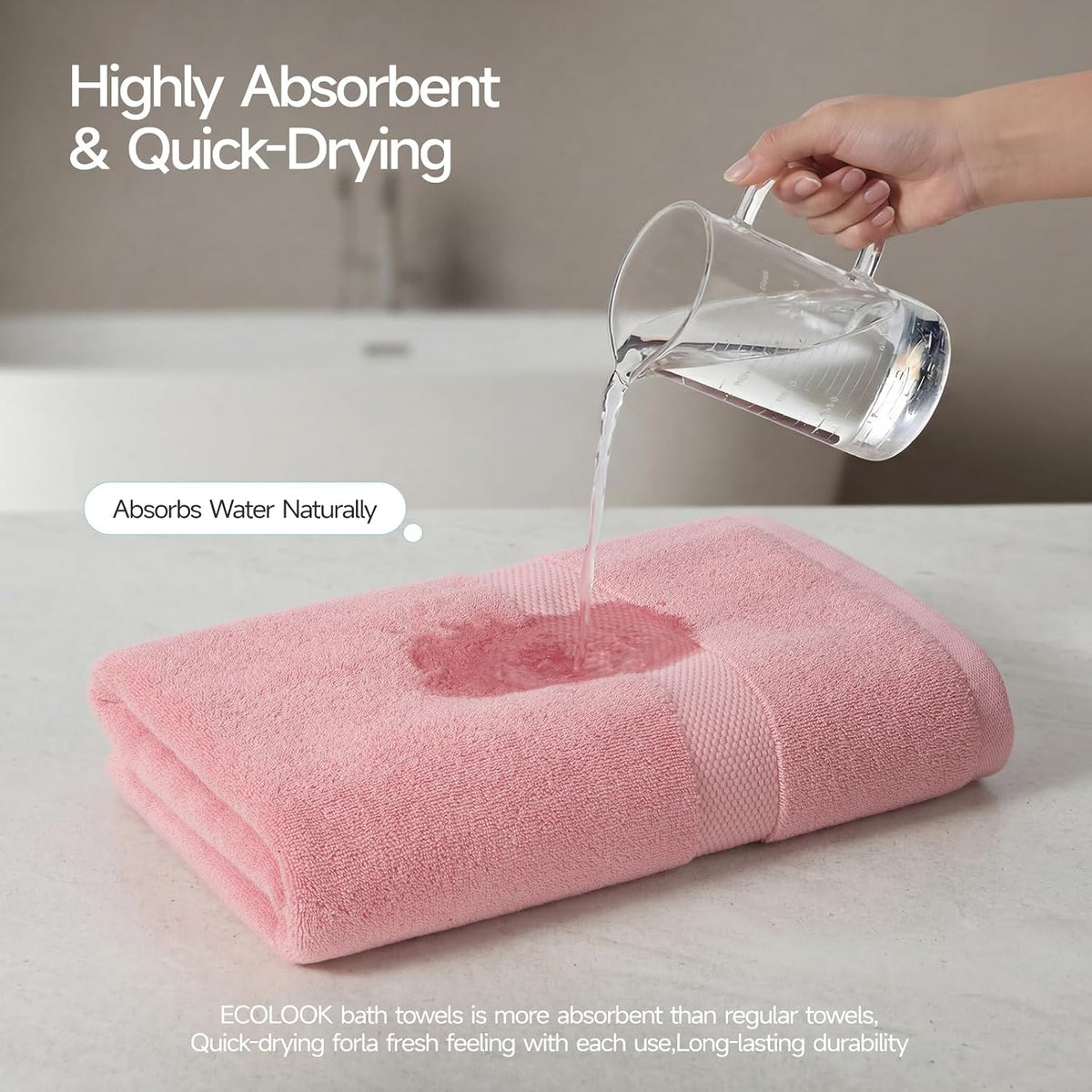 2 Pack 100% Cotton Bath Towels, 28 x 55 Inches, Soft