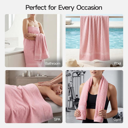 2 Pack 100% Cotton Bath Towels, 28 x 55 Inches, Soft