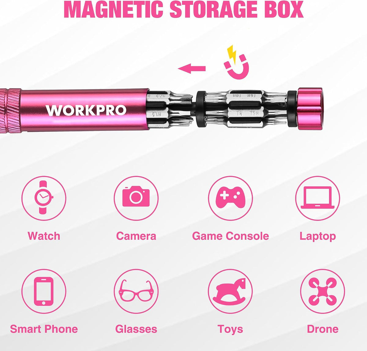 24 in 1 Multi Bit Mini Screwdriver Set Magnetic, Pink