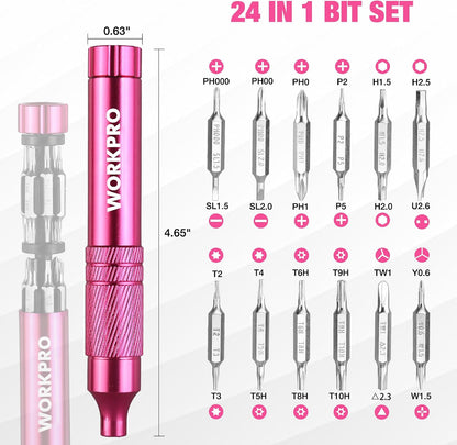 24 in 1 Multi Bit Mini Screwdriver Set Magnetic, Pink