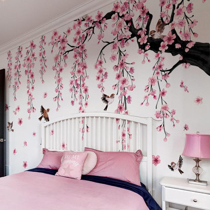 Lilac Wall Decoration 4 Sheets Large Cherry Blossom Tree Wall Stickers