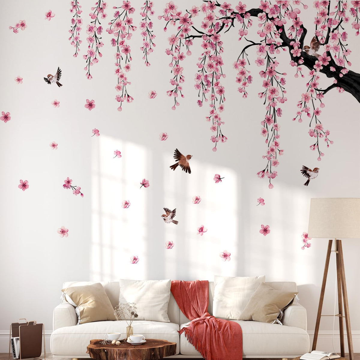 Lilac Wall Decoration 4 Sheets Large Cherry Blossom Tree Wall Stickers