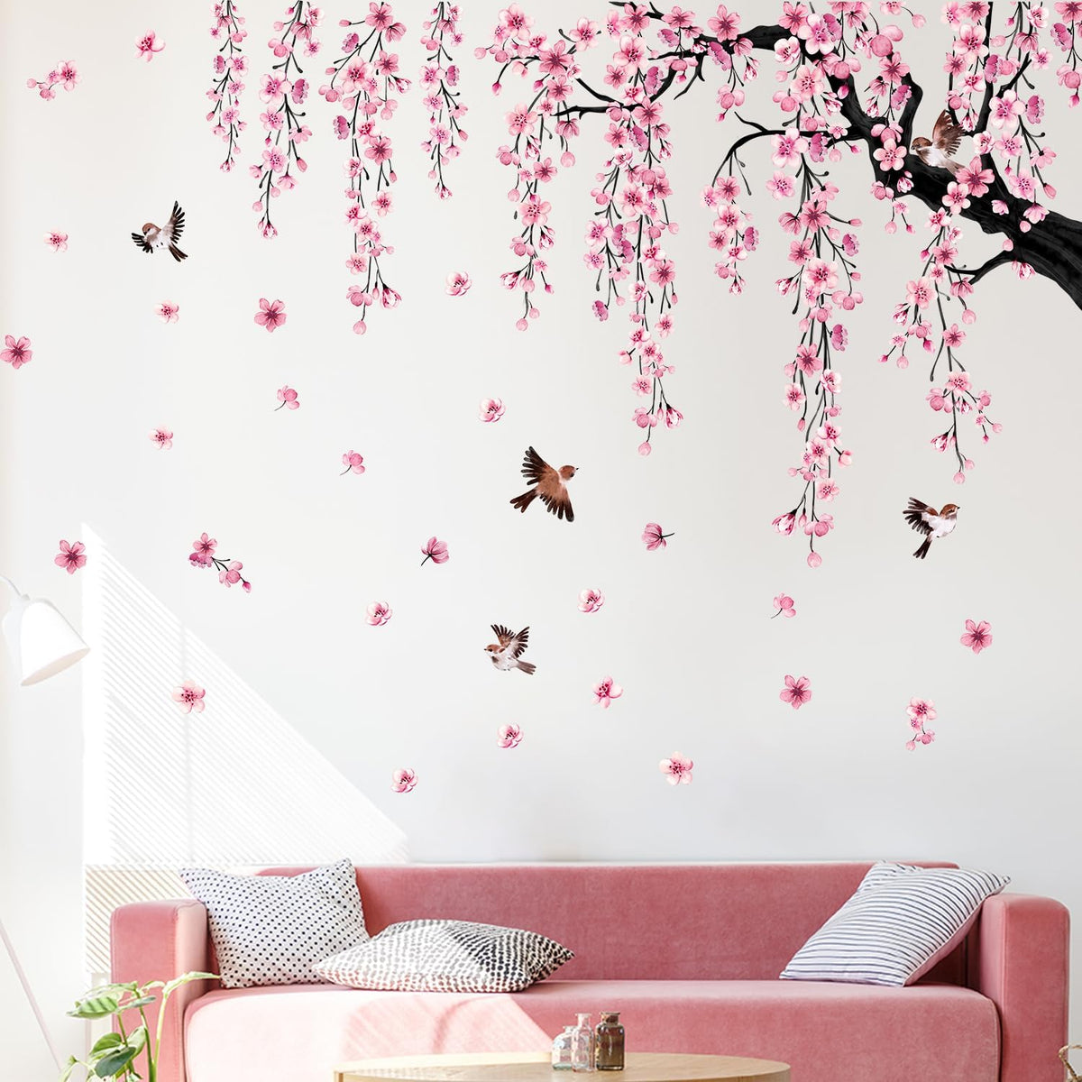 Lilac Wall Decoration 4 Sheets Large Cherry Blossom Tree Wall Stickers