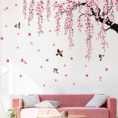 Lilac Wall Decoration 4 Sheets Large Cherry Blossom Tree Wall Stickers