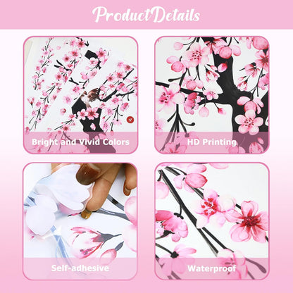 Lilac Wall Decoration 4 Sheets Large Cherry Blossom Tree Wall Stickers