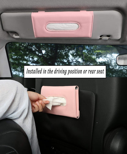 Pink Car Tissue Holder for Sun Visor, Car Accessories for Women