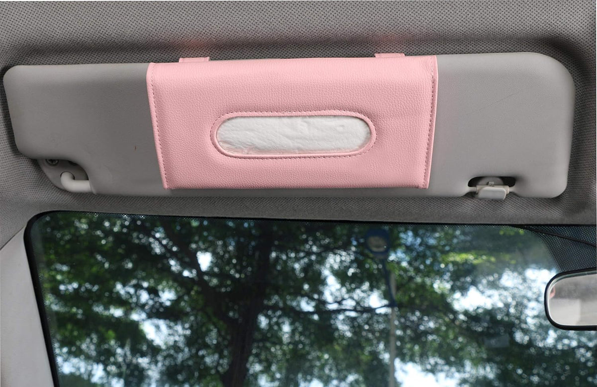 Pink Car Tissue Holder for Sun Visor, Car Accessories for Women