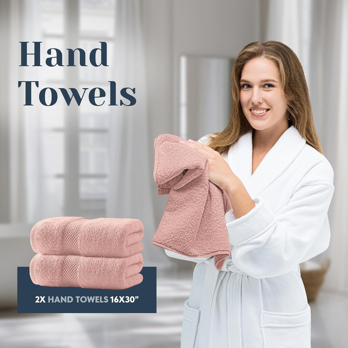 Luxury Bath Towel Set of 8 Pieces - 100% Turkish Cotton Highly Absorbent Towels for Bathroom, 2 Luxury Bath Towels 700GSM, 2 Hand Towels, 4 Washcloths, Pink