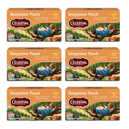 Sleepytime Herbal Tea, Peach, Caffeine Free Sleep Tea, 20 Tea Bags Per Box (Pack of 6)
