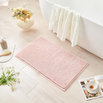 Dusty Pink Shaggy Bath Mat 32"x20" Non Slip Washable Rug