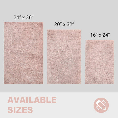 Dusty Pink Shaggy Bath Mat 32"x20" Non Slip Washable Rug