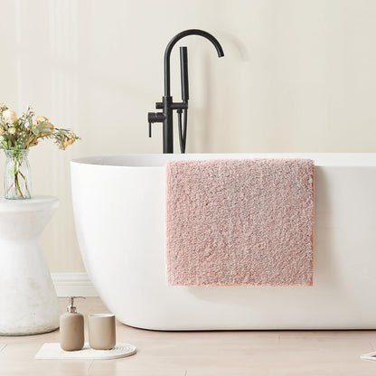 Dusty Pink Shaggy Bath Mat 32"x20" Non Slip Washable Rug