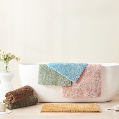 Dusty Pink Shaggy Bath Mat 32"x20" Non Slip Washable Rug