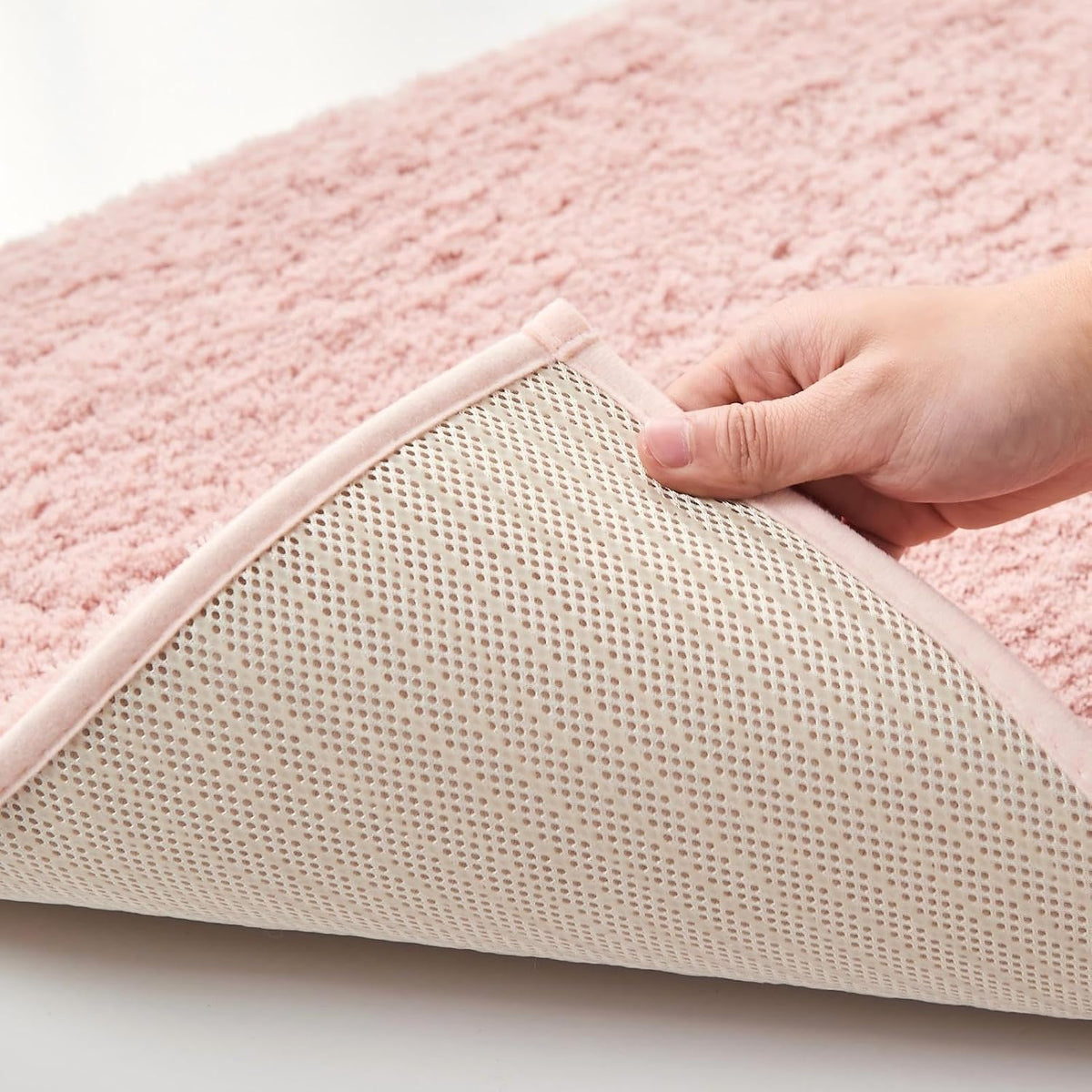 Dusty Pink Shaggy Bath Mat 32"x20" Non Slip Washable Rug