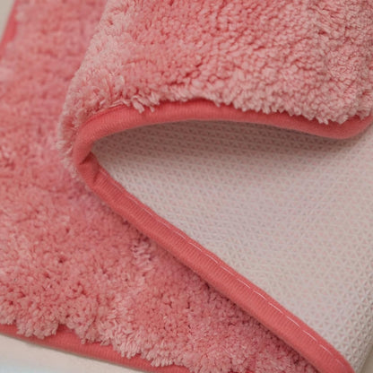 2 Piece Bathroom Rugs and Mats Sets, Non-Slip Microfiber Bath Rugs, Machine Washable Absorbent Bath Mats for Bathroom Floor (Pink, 16''x24'' Plus 20''x32'')