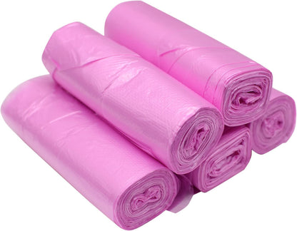 4 GALLON Bathroom Trash Bags, 5 Rolls/100 Counts Small HANDLES Garbage Bags for Office, Kitchen,Bedroom Waste Bin,Colorful Portable Strong Rubbish Bags (Pink 100 Counts)