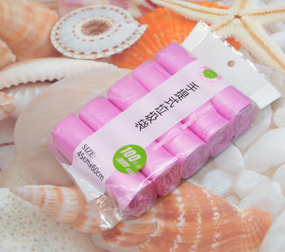 4 GALLON Bathroom Trash Bags, 5 Rolls/100 Counts Small HANDLES Garbage Bags for Office, Kitchen,Bedroom Waste Bin,Colorful Portable Strong Rubbish Bags (Pink 100 Counts)
