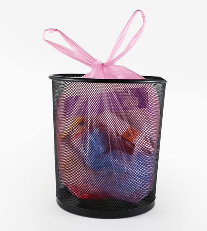 4 GALLON Bathroom Trash Bags, 5 Rolls/100 Counts Small HANDLES Garbage Bags for Office, Kitchen,Bedroom Waste Bin,Colorful Portable Strong Rubbish Bags (Pink 100 Counts)