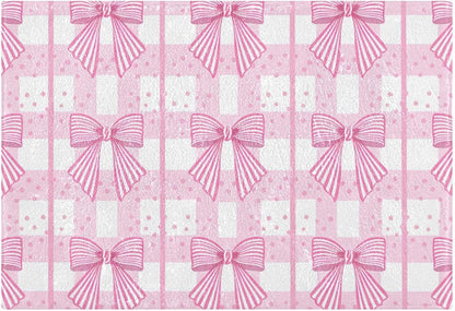 Pink Striped Bows Bathroom Rug, Non Slip Dry Quickly Bath Mat, Absorbent Soft Bath Rug, Home Decor Accessories, 24"x16"