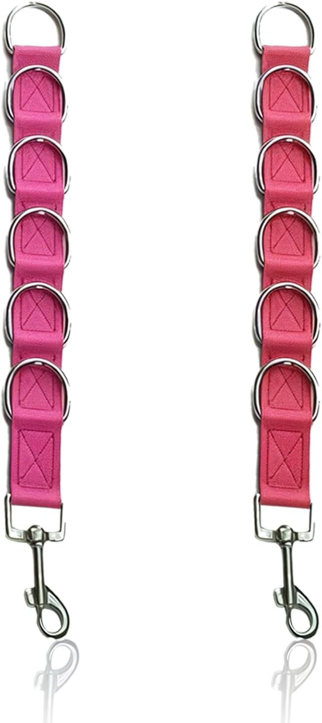 Dog Grooming Loop 47cm/18.5in Table Arm Extension 2 PCS Adjustable D Ring Bath Restraint Noose with Locking Clip Quick Release for Small Medium Large Dogs Rose Red Pink