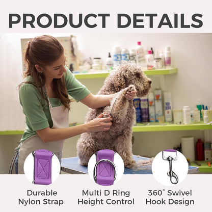 Dog Grooming Loop 47cm/18.5in Table Arm Extension 2 PCS Adjustable D Ring Bath Restraint Noose with Locking Clip Quick Release for Small Medium Large Dogs Rose Red Pink