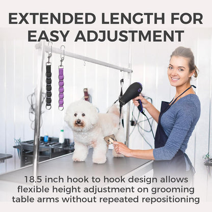 Dog Grooming Loop 47cm/18.5in Table Arm Extension 2 PCS Adjustable D Ring Bath Restraint Noose with Locking Clip Quick Release for Small Medium Large Dogs Rose Red Pink