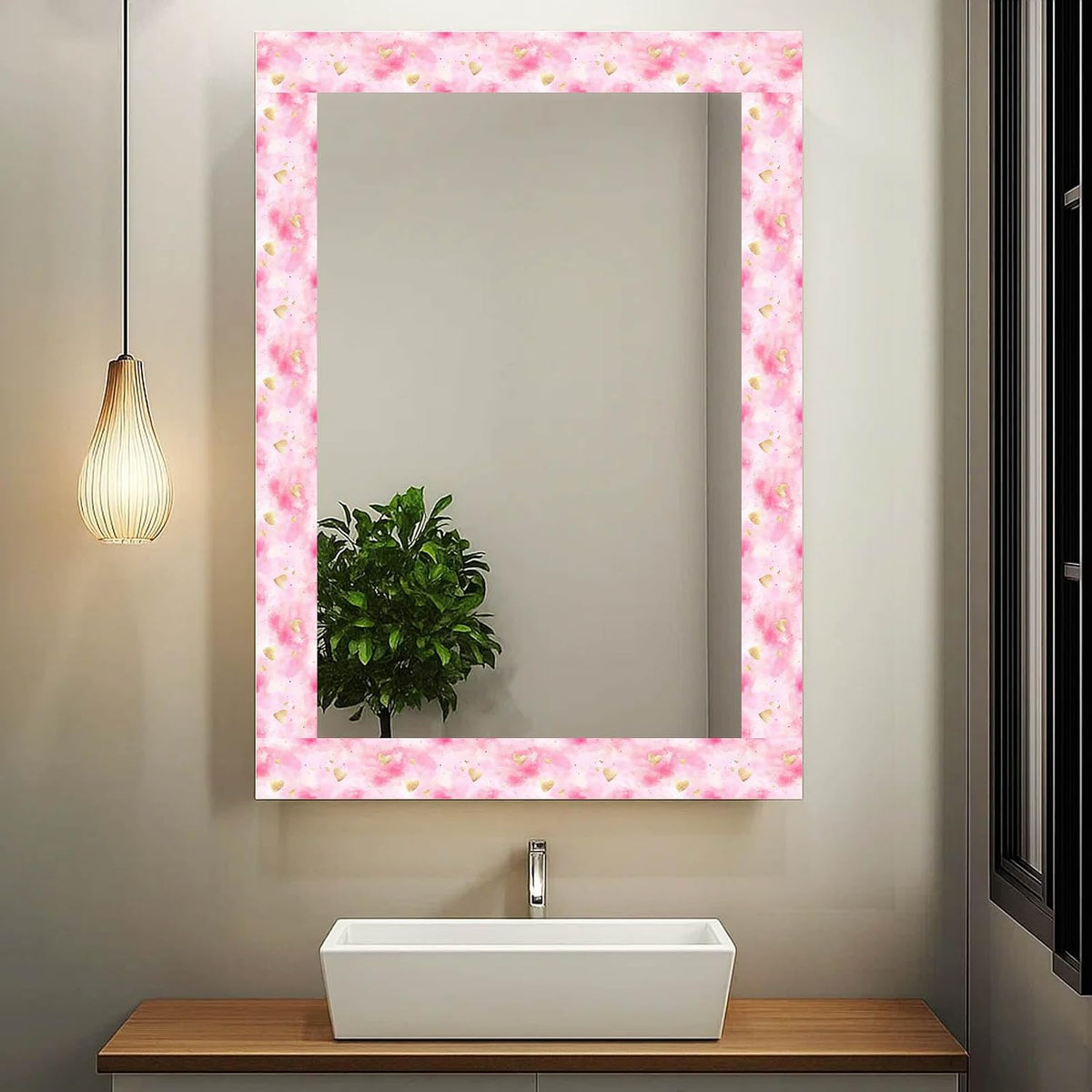 Wallpaper Border Peel and Stick Wall Pink Watercolor Hearts 4x196 Inch