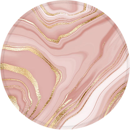 Mouse Pad, Non-Slip Rubber Base Mousepad with Stitched Edge, Gaming Round Mouse Pads, Waterproof Office Mouse Pad, Small Size 7.87 x 7.87 Inch (Pink Gold Marble)
