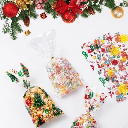 120 Pack Cellophane Treat Bags,10.63 x 5.12 Inch with 140 Pcs Twists