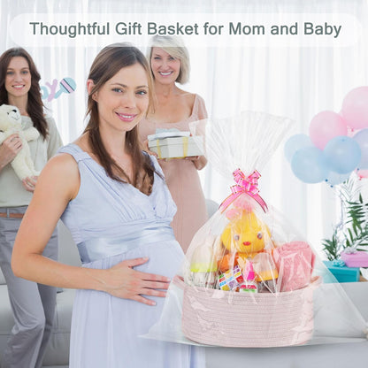 Empty Small Gift Basket with Bag & Ribbons, Light pink