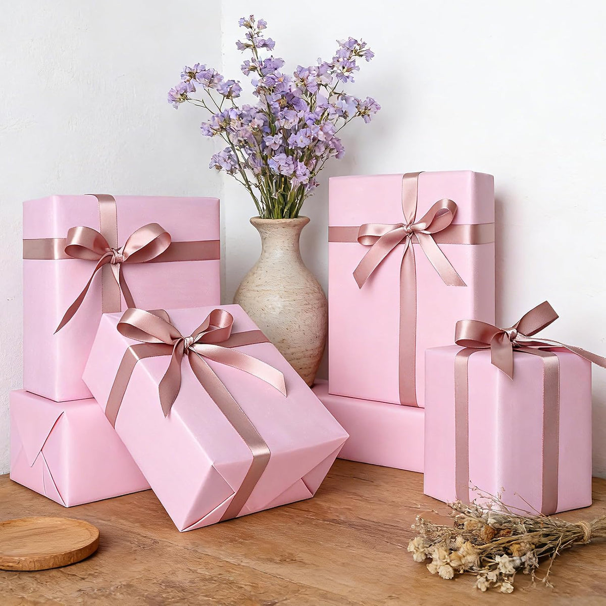 Gift Wrapping Paper, Pink Pearly Wrapping Paper Roll, 17 Inch X 32.8 Feet