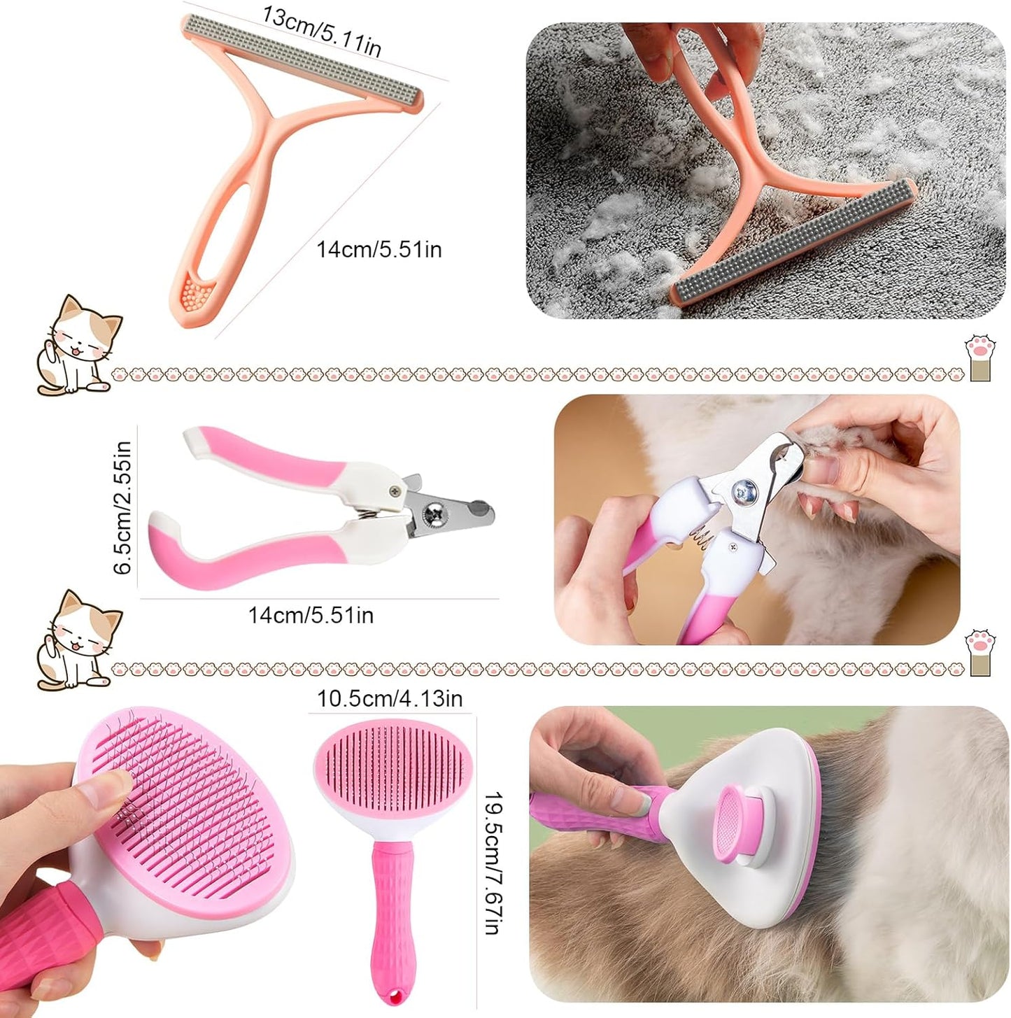 Kitten Starter Kit, 37 Pcs of Kitten Starter Kit for Indoor Kittens, Cat Essentials Including Cat Bed, Carrier, Litter Mat, Litter Box, Collar, Bowls, Cat Toys and Others (Pink)