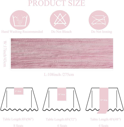 3Pack Light Pink Cheesecloth Table Runner,17 x 108 inch Pink Table Runners