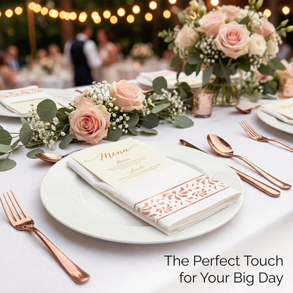 100 Pcs Paper Napkins Disposable with Rose Gold Floral Design,Pure Wood Pulp Absorbent Hand Paper Towels for Bathroom,Great Guest Paper Towels,Napkins Everyday or Cocktail Napkins
