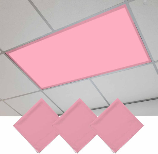 3 Pack Dark Pink Fluorescent Light Covers Solid Color 4 x 2 Feet Light Covers for Ceiling Lights Classroom, Magnetic Light Filters for Office, Hospitals, Home