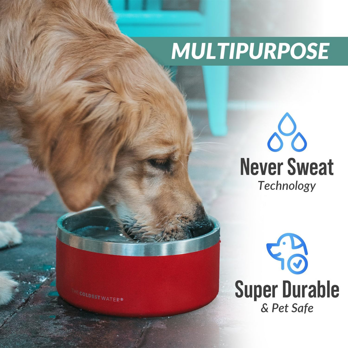 Dog Bowl - Anti Rust Metal, Non Slip, 3 Layers Insulated Stainless Steel Dog Bowls - Spill Proof & Heavy Duty - Water Bowl for Dogs, Cats & Pets, Dish Washer Safe (42 oz,Cotton Candy Pink)