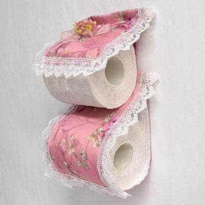 Rose Pattern Toilet Paper Holder Cover QSI-2209-F (Pink)