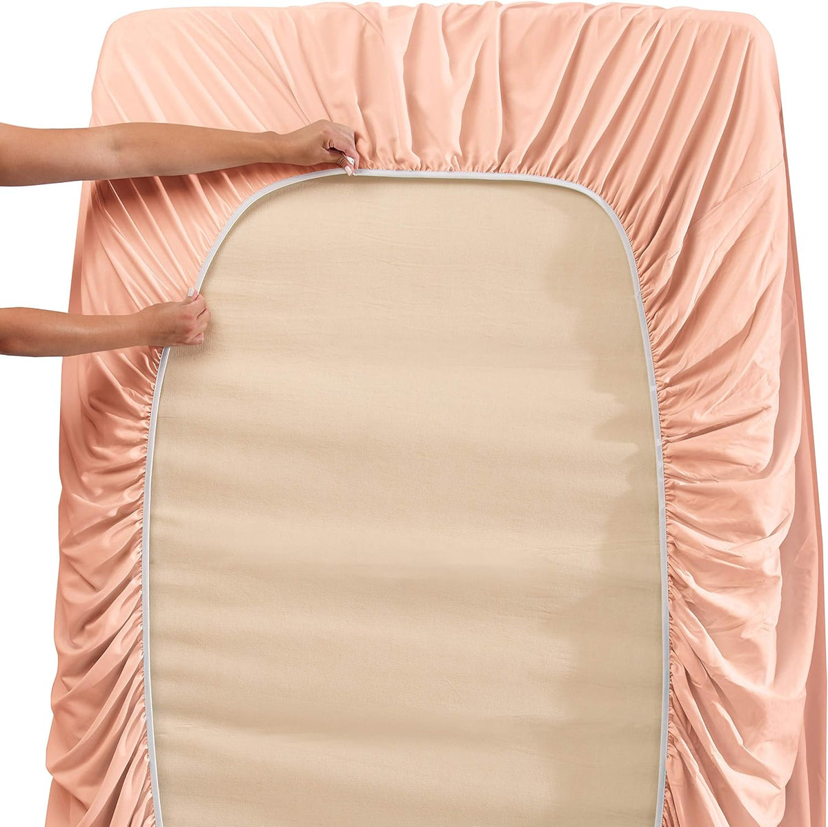 Queen Size Sheets - 4 Piece Bed Sheet Set, Hotel Luxury Double Brushed Bed Sheets - Extra Soft Bedding Sheets & Pillowcases, Queen, Peach