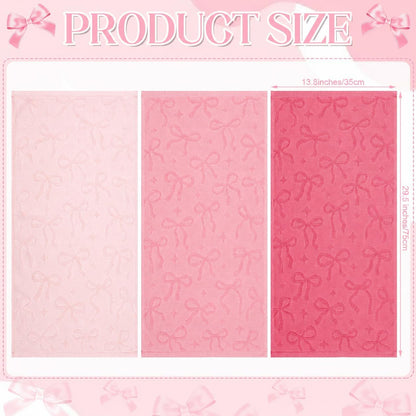 3 Pack Pink Coquette Bow Hand Towels for Bathroom 100% Cotton