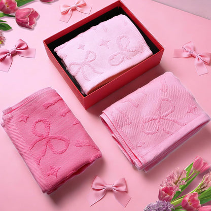 3 Pack Pink Coquette Bow Hand Towels for Bathroom 100% Cotton