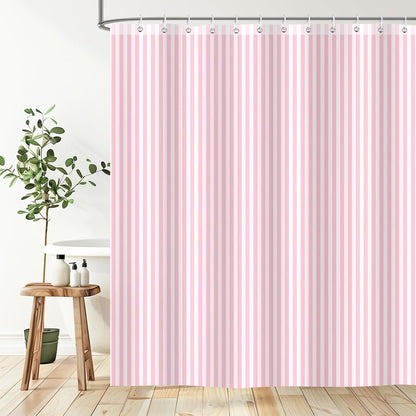 Pink and White Striped Shower Curtain for Bathroom 72 x 72 inch