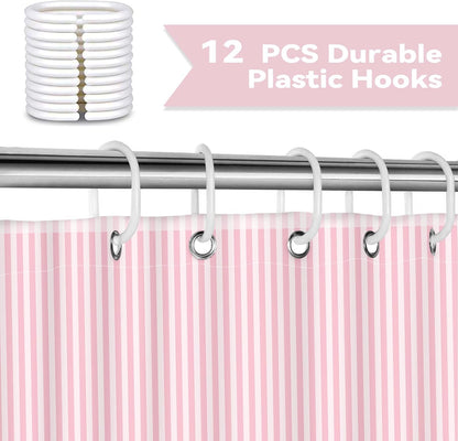 Pink and White Striped Shower Curtain for Bathroom 72 x 72 inch