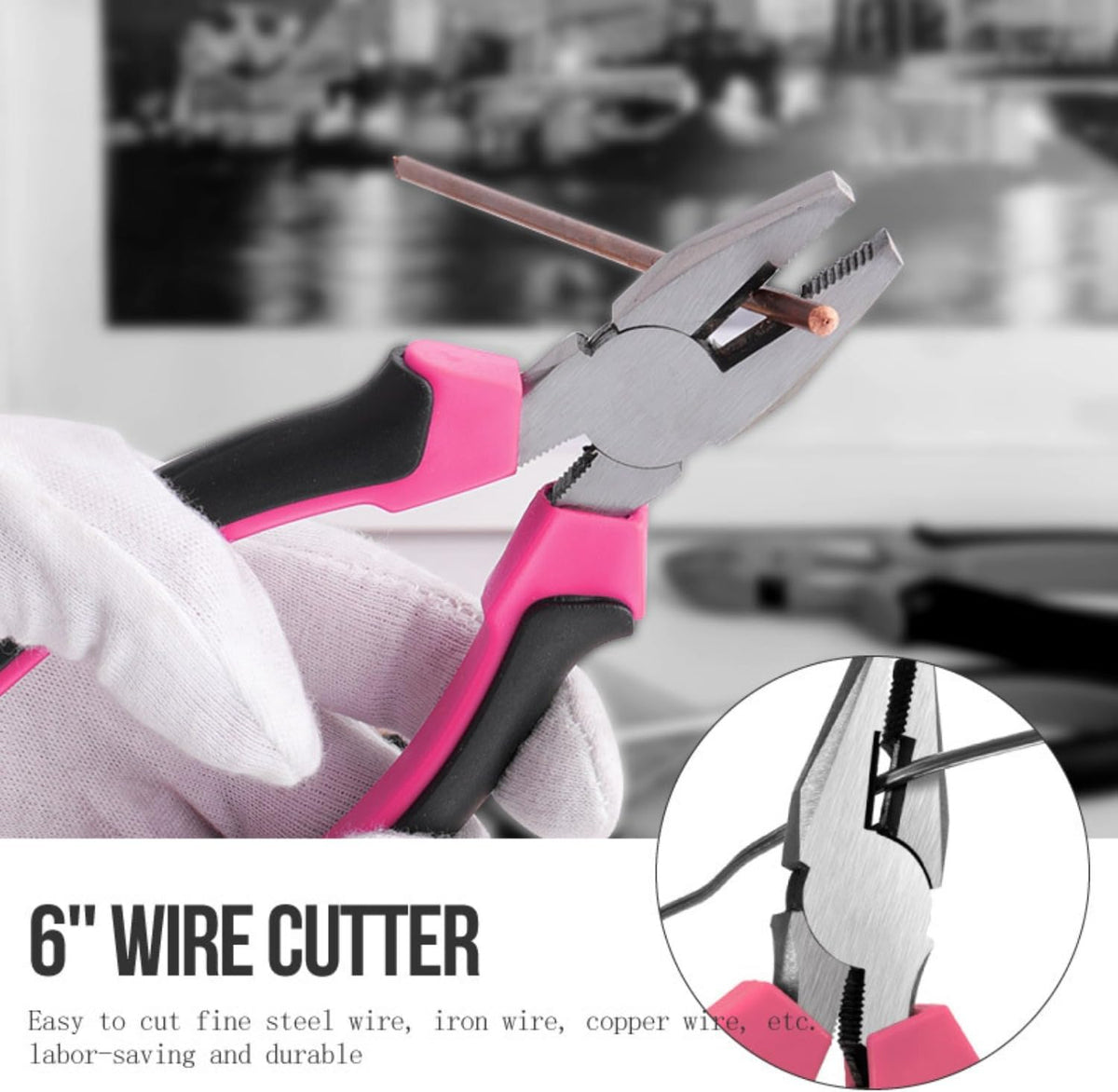 24pc Mini Tool Box Pink Household Tool Kit for Women – Basic DIY Starter Tool Set with Hammer, Pliers & Mini Storage Case for Home Repair, Apartment & Dorm