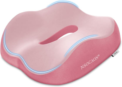 Ergonomic Memory Foam Seat Cushion - Suitable for Office Chairs, car Seats, and wheelchairs. Relieves Tailbone and Hip Pain. Durable and Comfortable.-Double Pink-M Runs Small