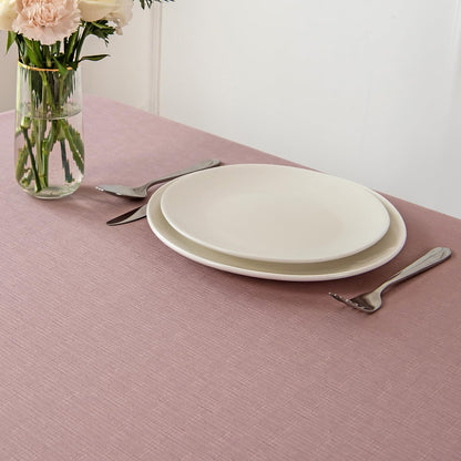 Faux Linen Textured Rectangle Tablecloth Water Resistant Wrinkle Free Spill-Proof, Soft Table Cloth for Dining Room Decoration, Banquet Parties Event Holiday Dinner, 60 x 84 Inch Dusty Pink