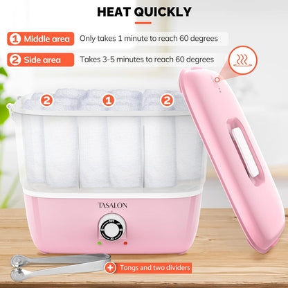 Hot Towel Steamer for Facials, Hot Towel Warmer Quickly Heats Up in 5 Minutes, Portable Towel Machine Fits 16 Mini Towels, Salon Equipment Towel Warmer for Facials, Spa, Massage, Pink